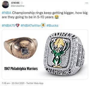 “雄鹿顶个球！”——一文看NBA总冠军戒指进化史