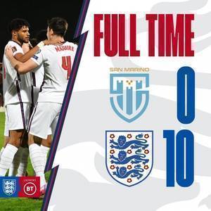 世预赛-凯恩大四喜阿诺德助攻戴帽 英格兰10-0屠杀圣马力诺出线