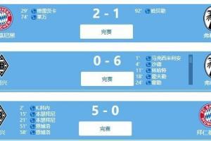 🍩德国食物链:拜仁2-1弗赖堡6-0门兴5-0拜仁