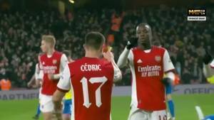 阿森纳2-0领先!塞德里克传中 佩佩禁区内抽射破门
