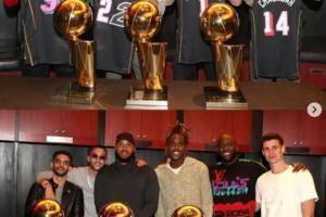 足篮联动!卢卡库等切尔西四人现场观战NBA热火队比赛并获赠球衣