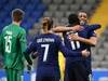 登贝莱通过角球乌龙，法国2-0 哈萨克斯坦!